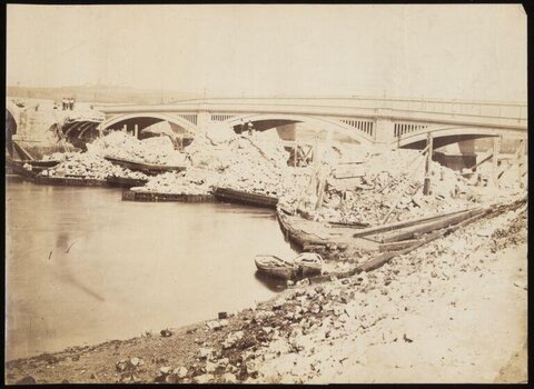 Vintage River Bridge Construction Site