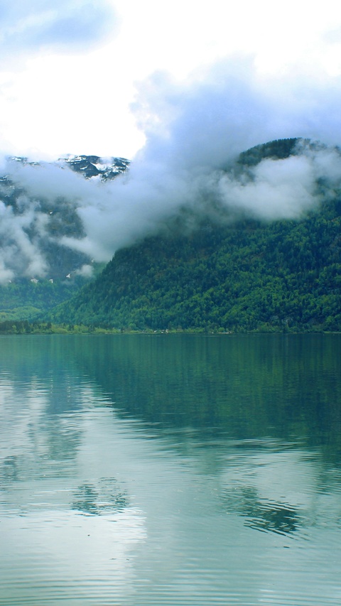 Foggy Mountain Lake Landscape