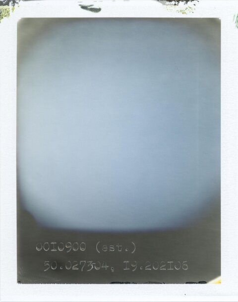 Overcast Sky Polaroid with Coordinates