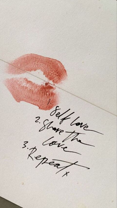 Self Love Note With Lipstick Kiss Print