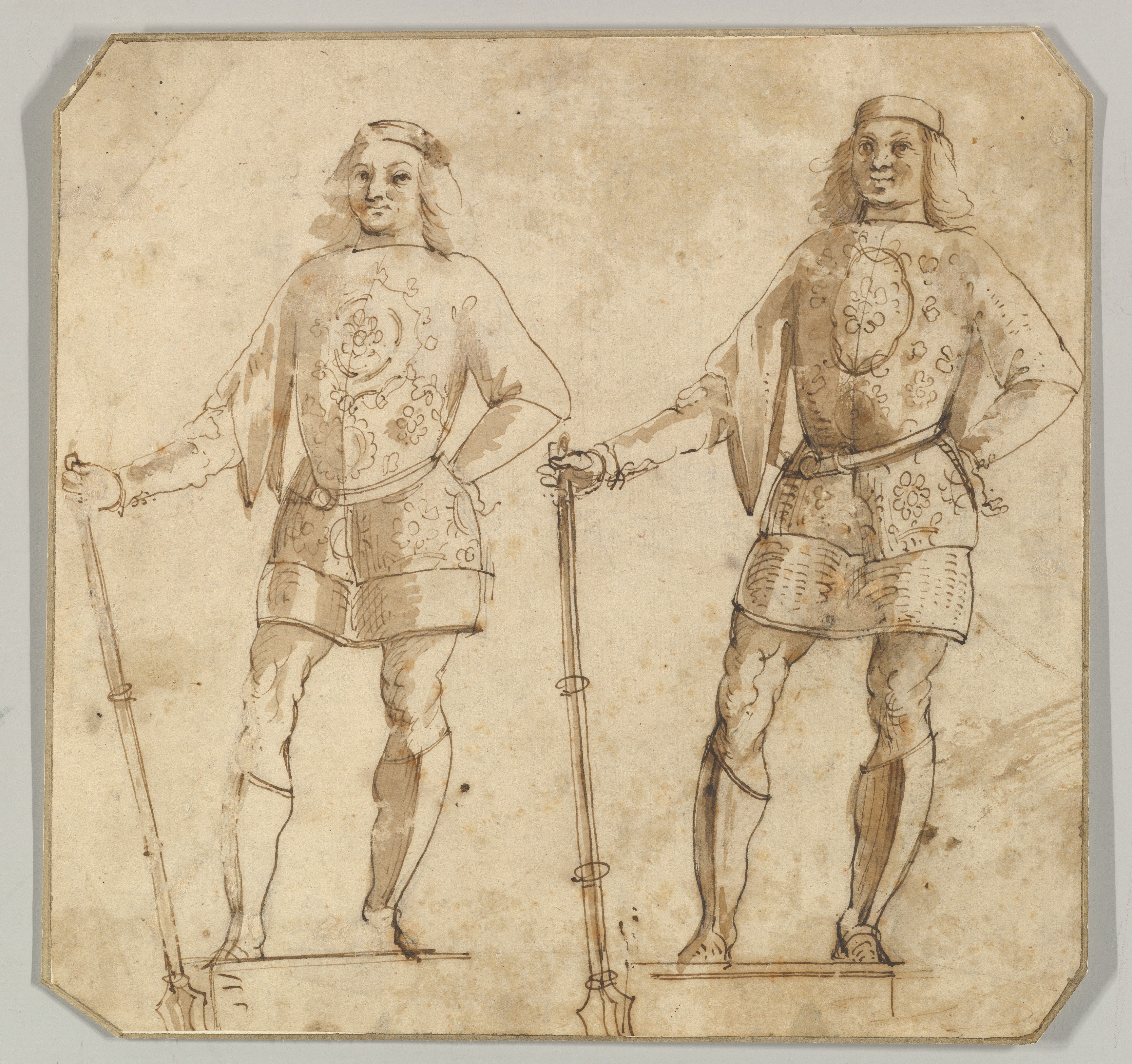 Two Standing Men Ink Sketch