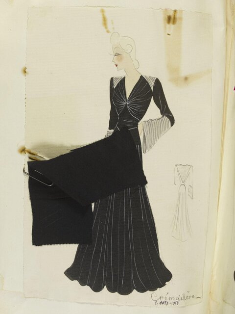 Vintage Black Evening Gown Fashion Sketch