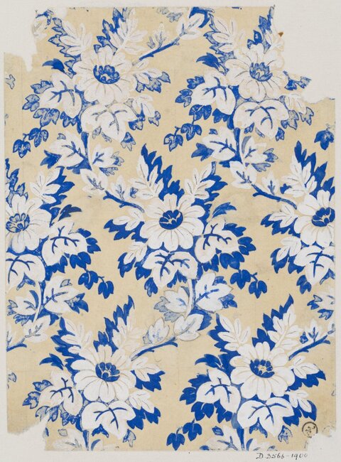 Blue White Floral Textile Pattern