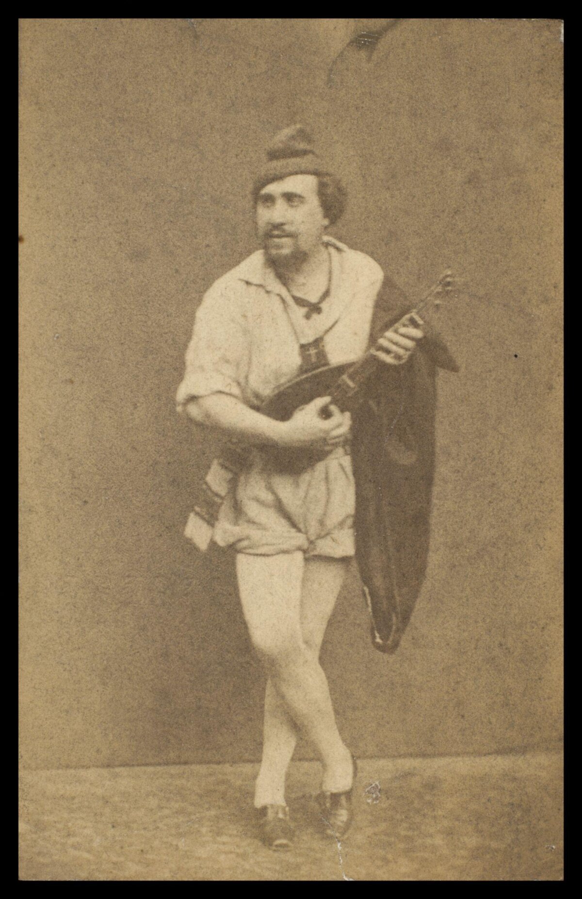 Vintage Portrait of Man Holding Mandolin