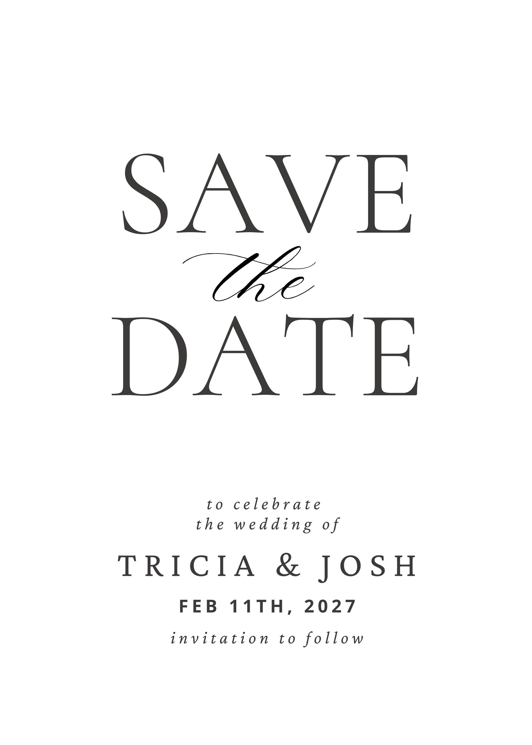 Minimalist Wedding Save The Date Card