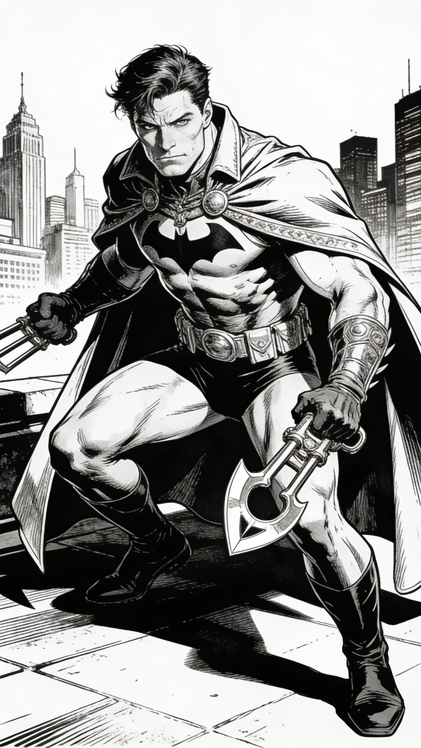 Unmasked Batman on Rooftop