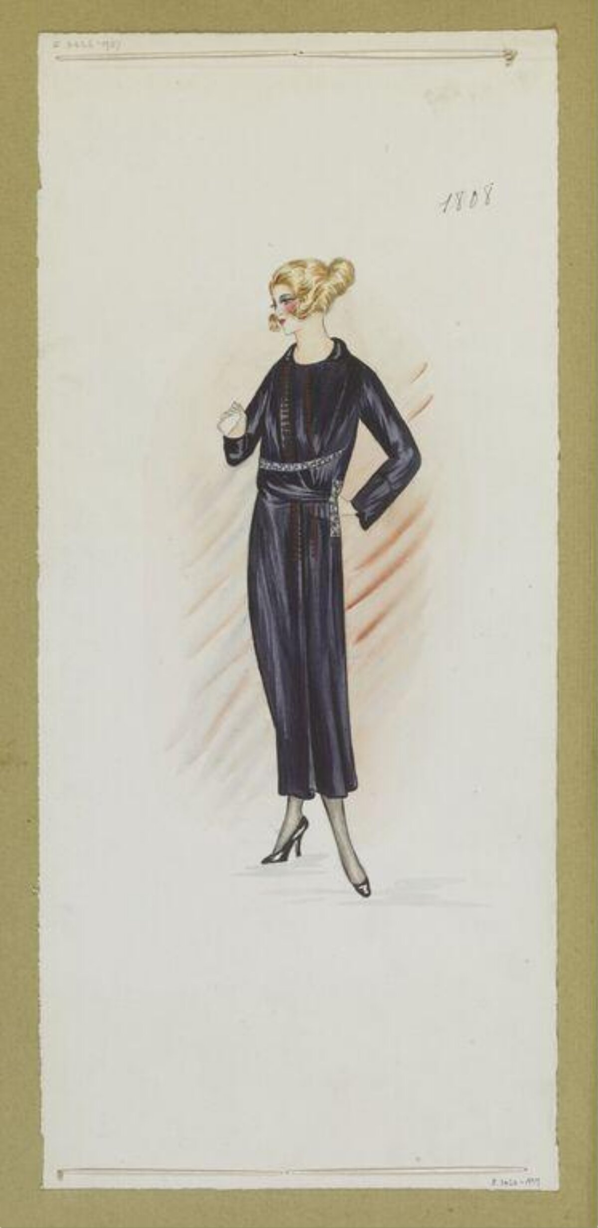 Vintage Black Dress Fashion Sketch