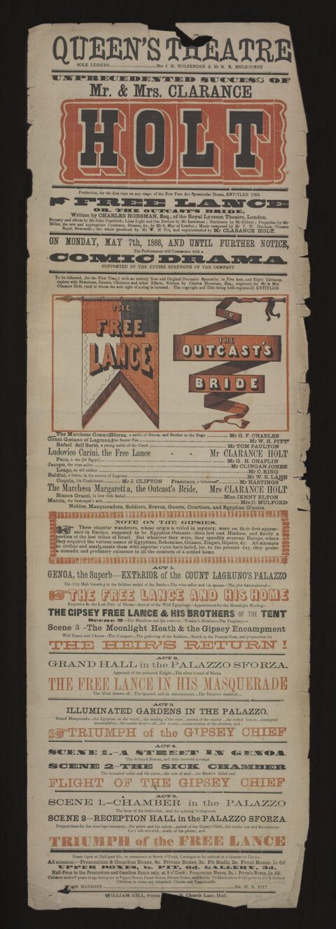 1866 Queen's Theatre Playbill