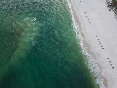 Aerial View of White Sand Beach