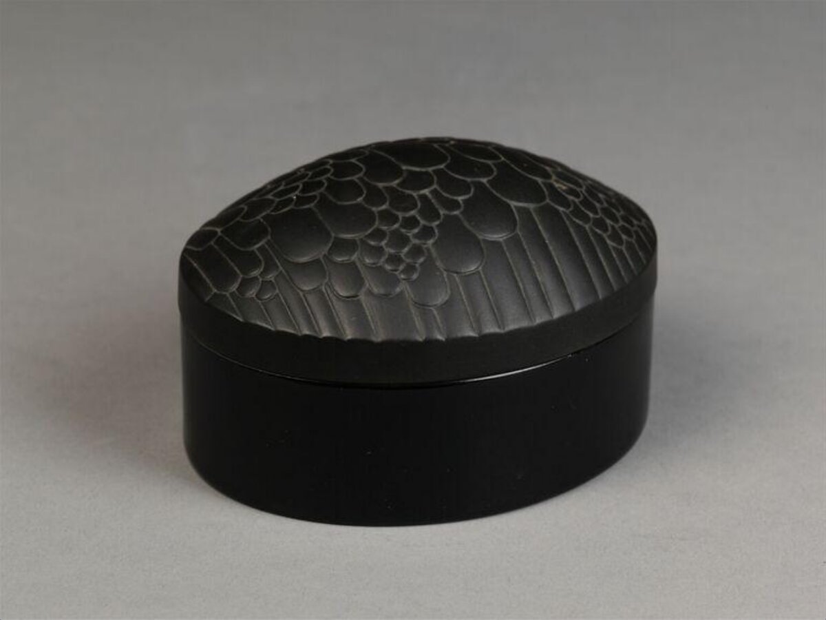 Black Carved Round Box