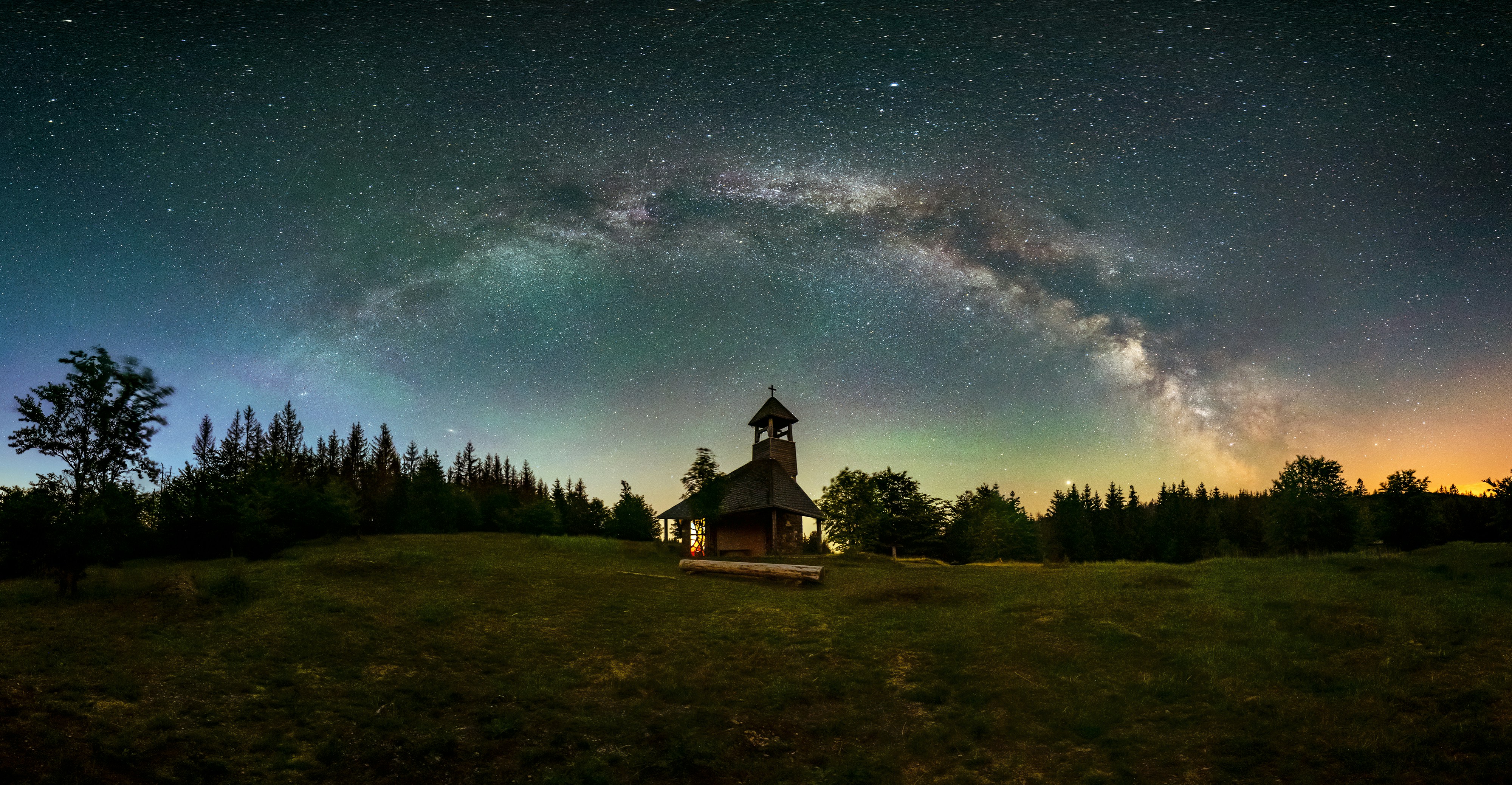 Chapel Under Milky Way Night Sky
