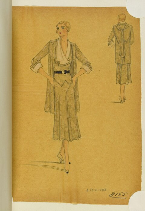 Vintage Women's Outfit Fashion Sketch