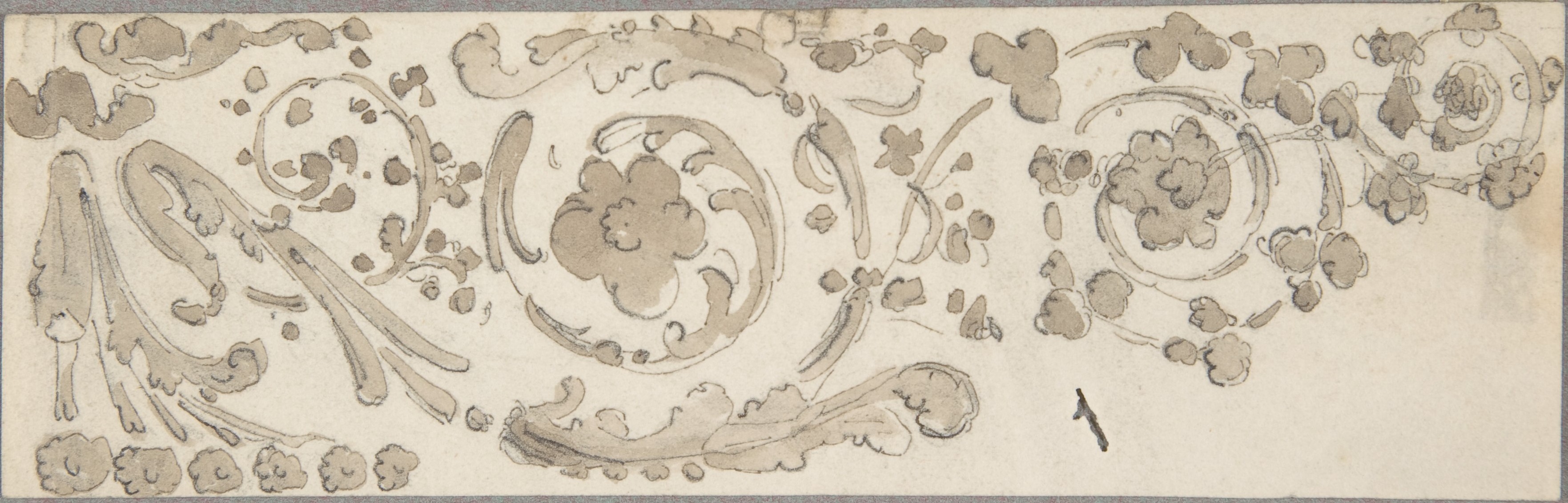 Ink Sketch of Floral Scroll Ornament