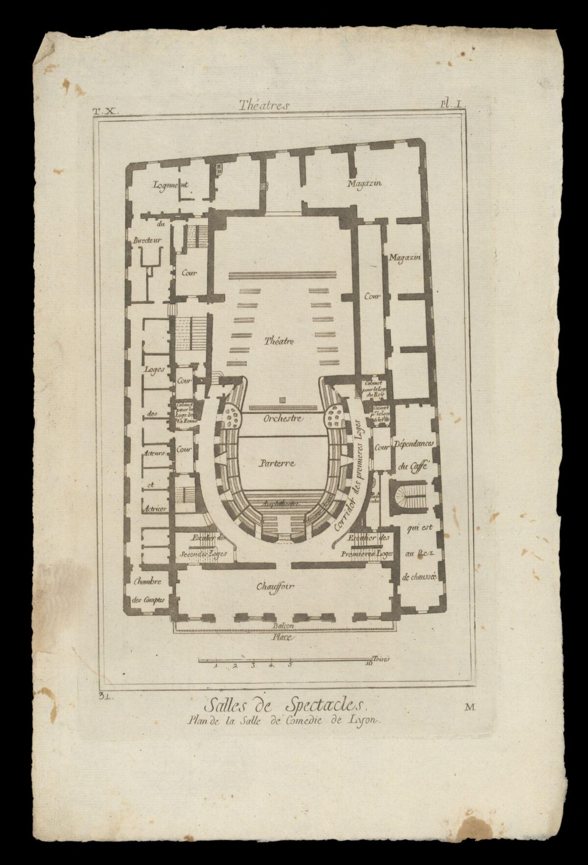 Antique Floor Plan of Lyon Comedy Theater