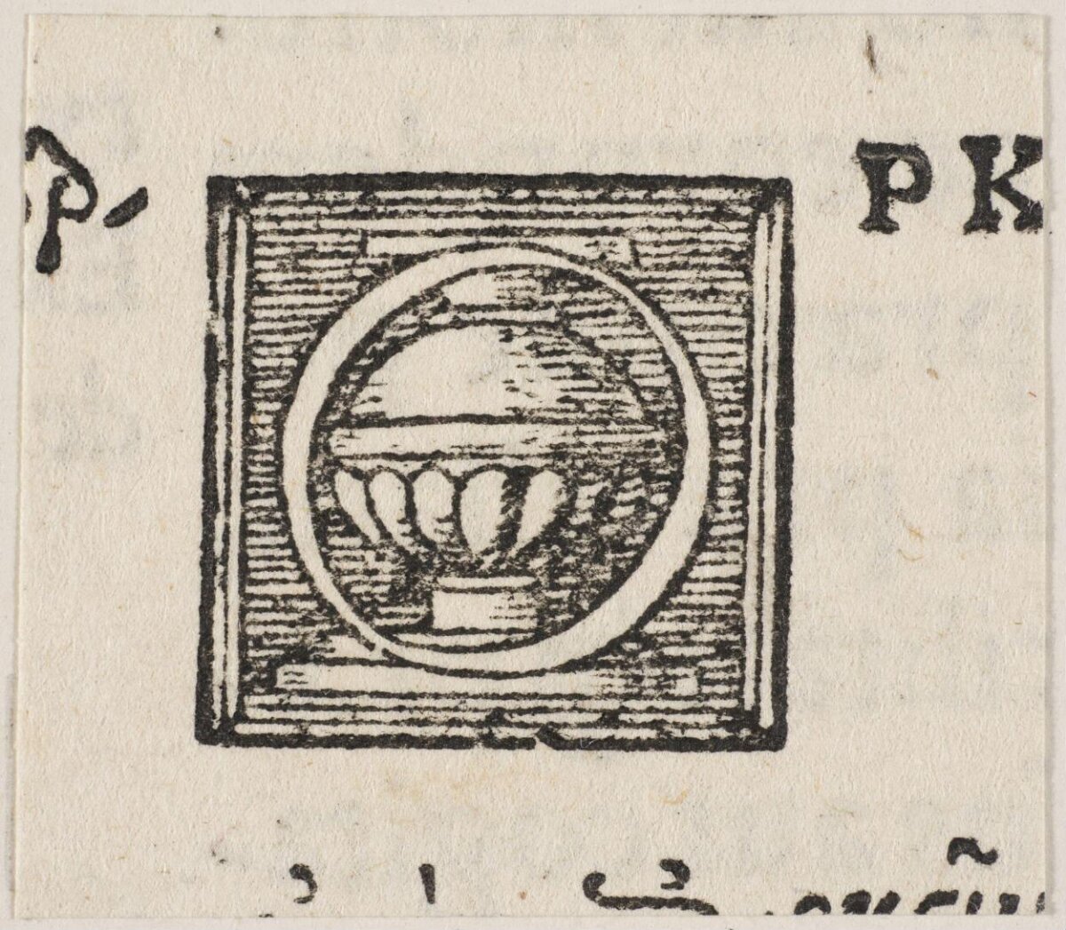 Woodcut Emblem on Antique Paper