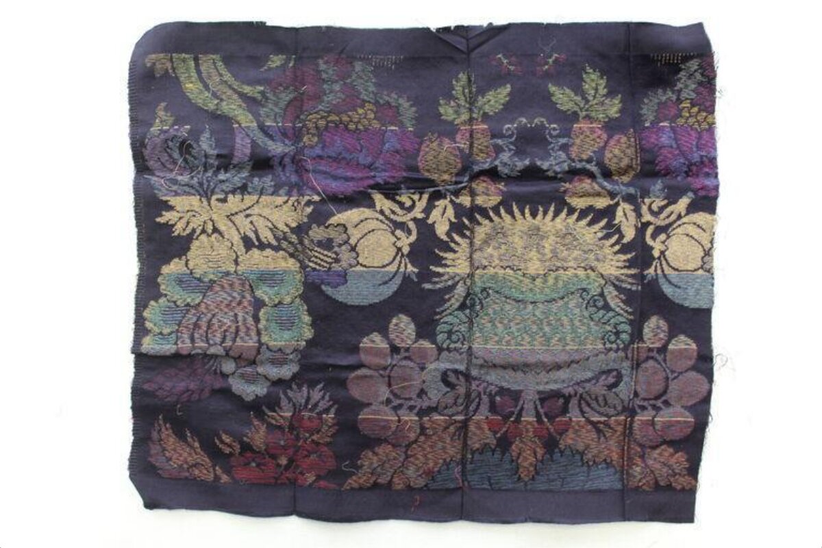 Antique Floral Woven Textile Fragment