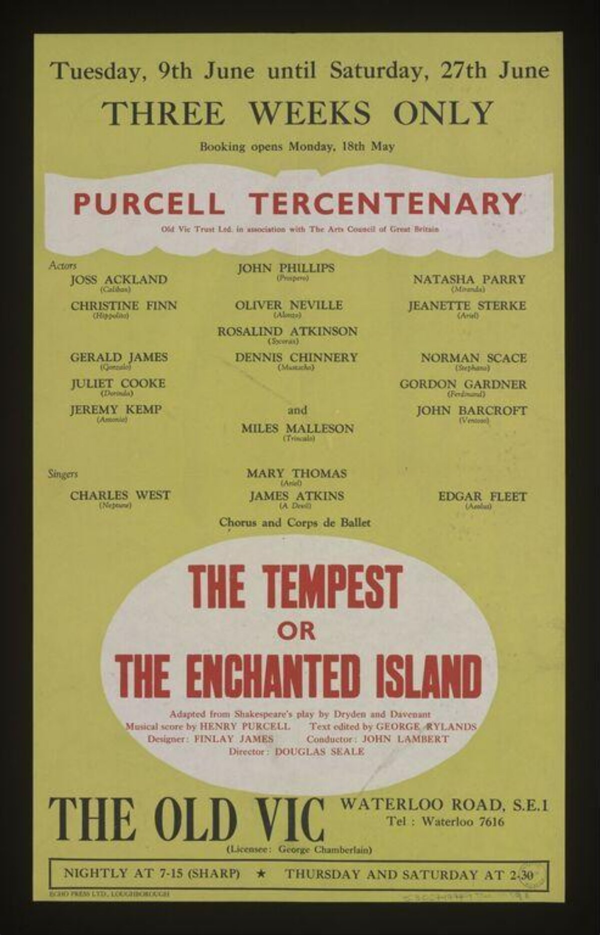 The Tempest Old Vic Theatre Poster