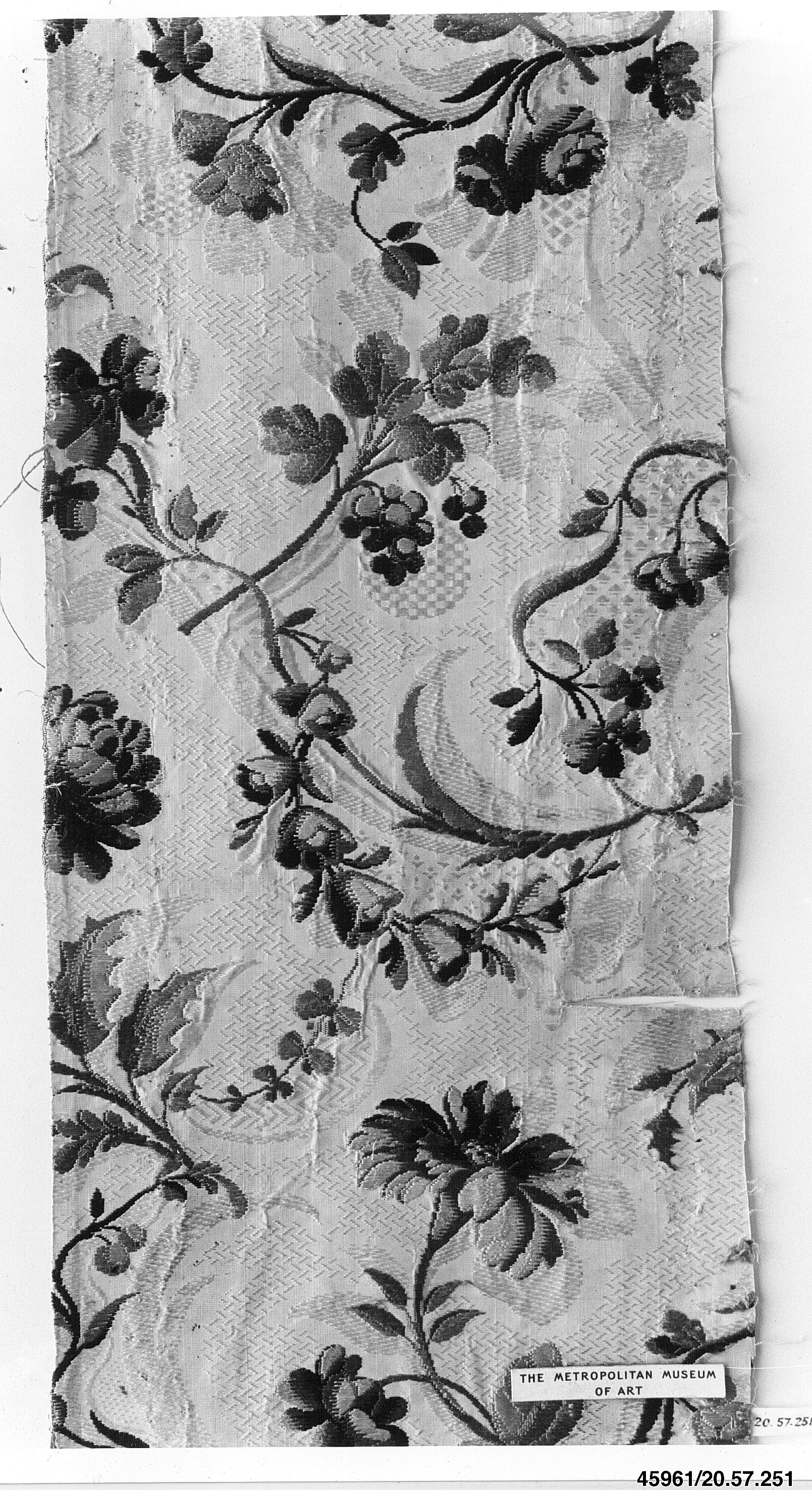Antique Floral Pattern Textile Fragment