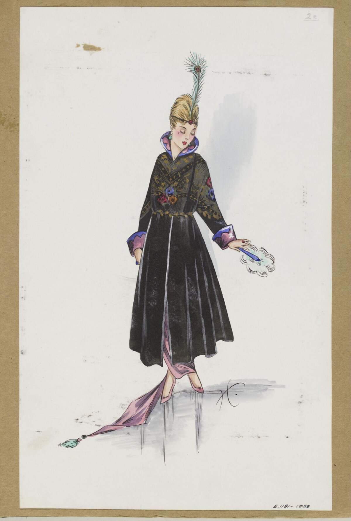 Vintage Women's Coat Fashion Sketch