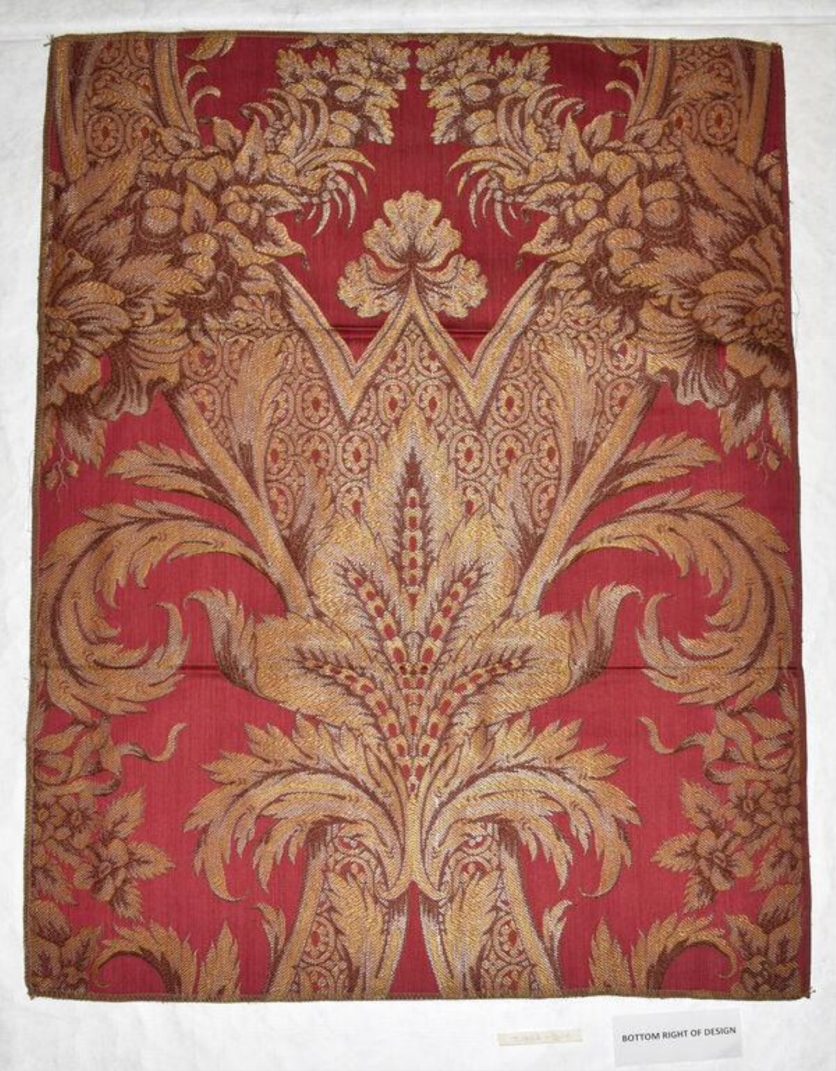 Red and Gold Damask Textile Sample