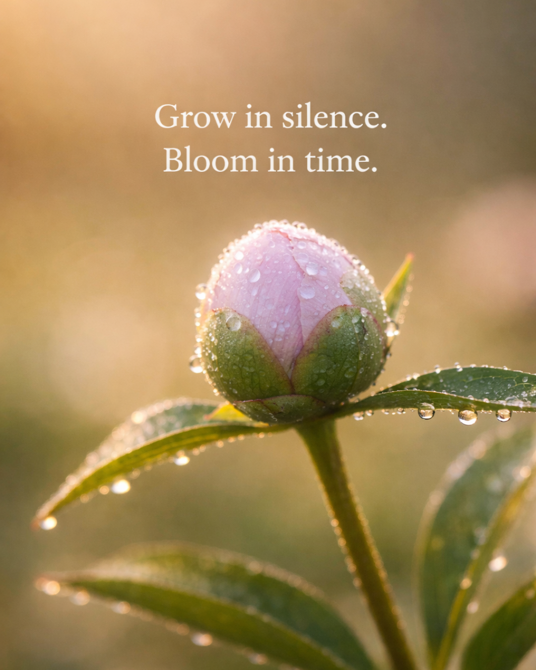 Pink Peony Bud With Motivational Quote