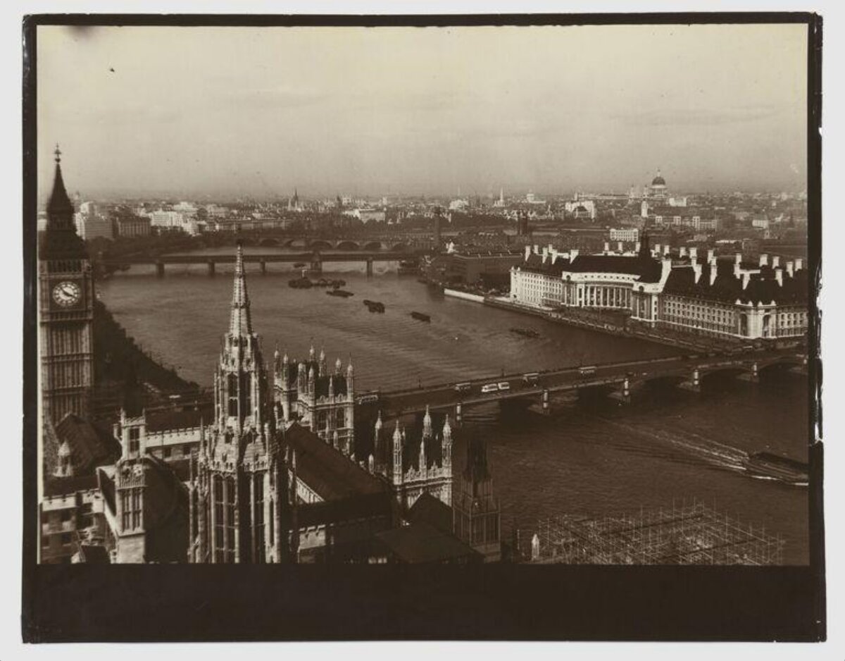 Vintage Aerial View of London Thames