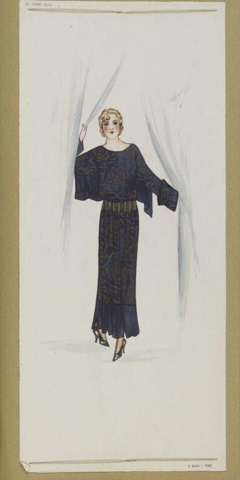 1920s Women's Dress Fashion Sketch