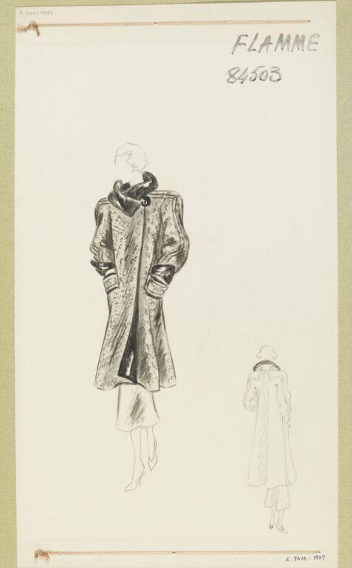 Vintage Women's Coat Fashion Sketch