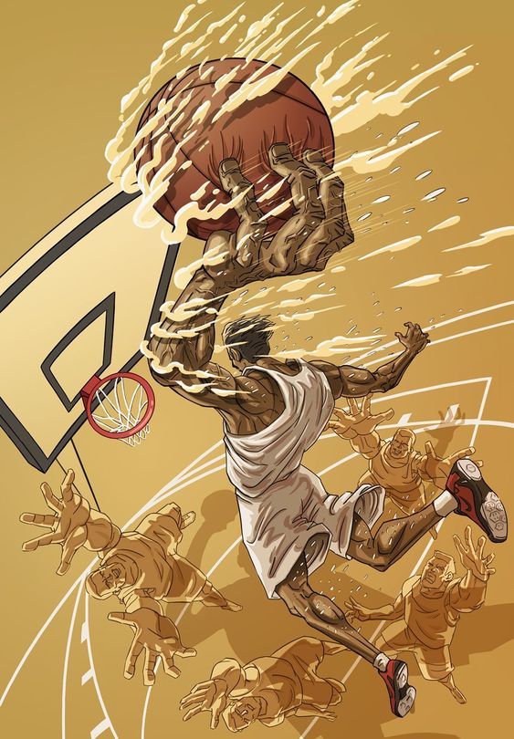 Basketball Player Slam Dunk Illustration