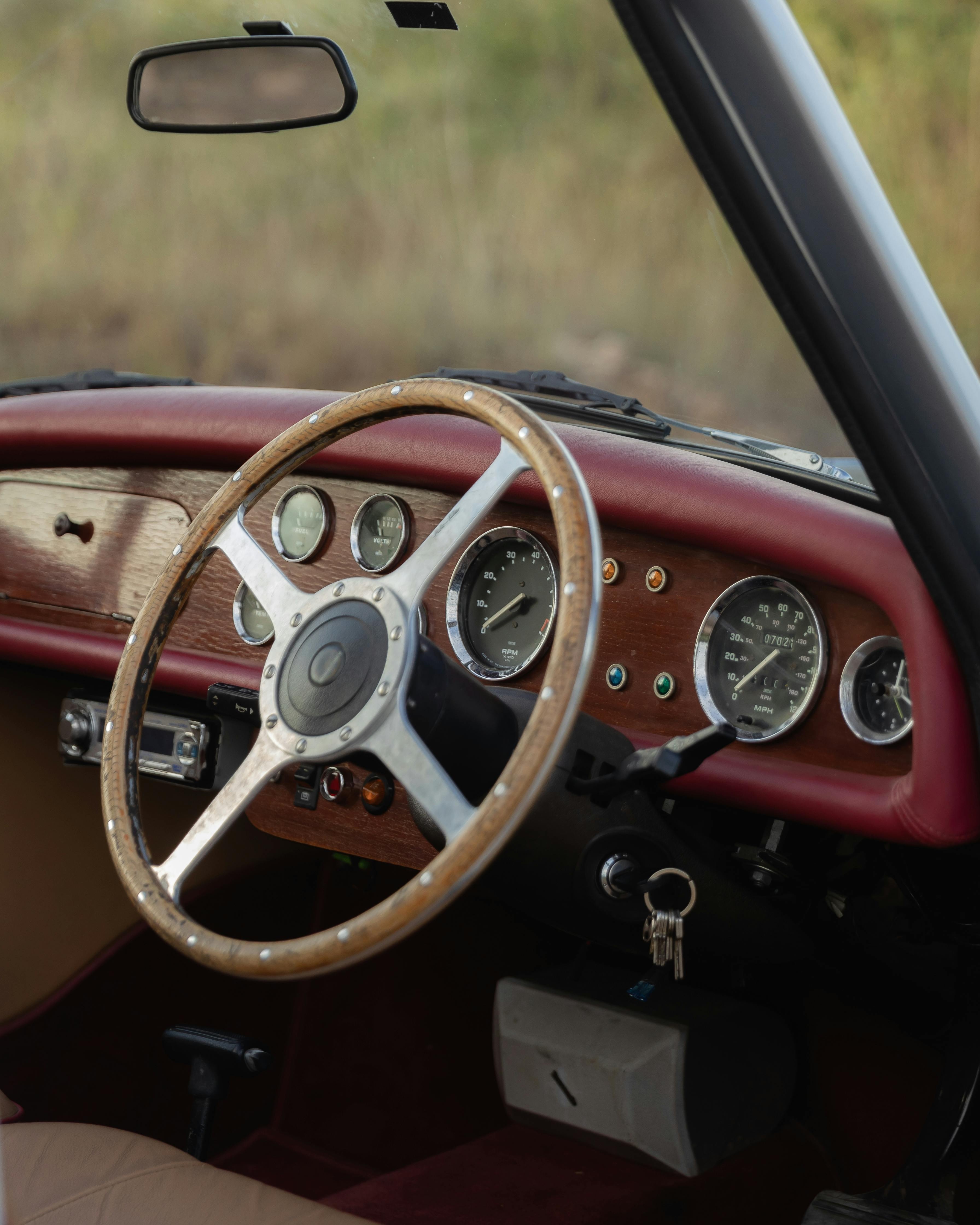 Vintage Car Interior Dashboard View