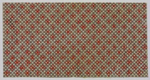 Red Floral Checkered Textile Pattern