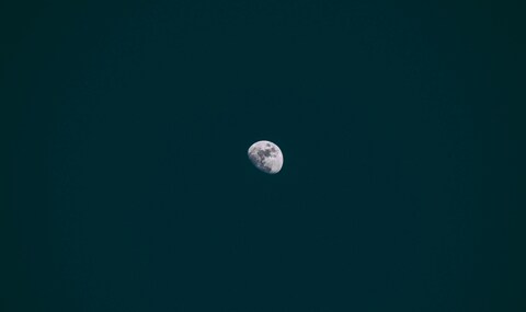 Gibbous Moon in Night Sky