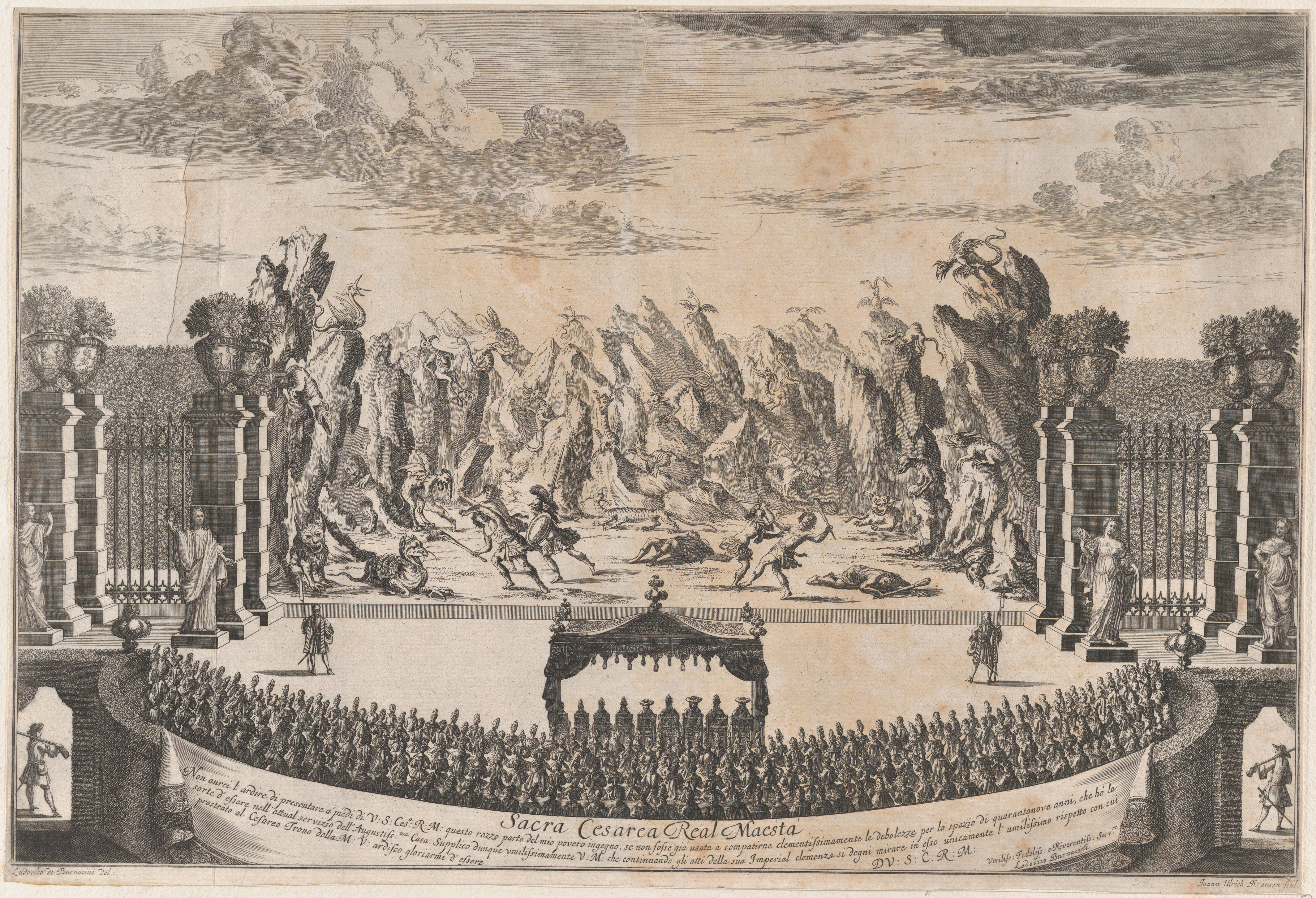 Antique Theatrical Stage Set Etching