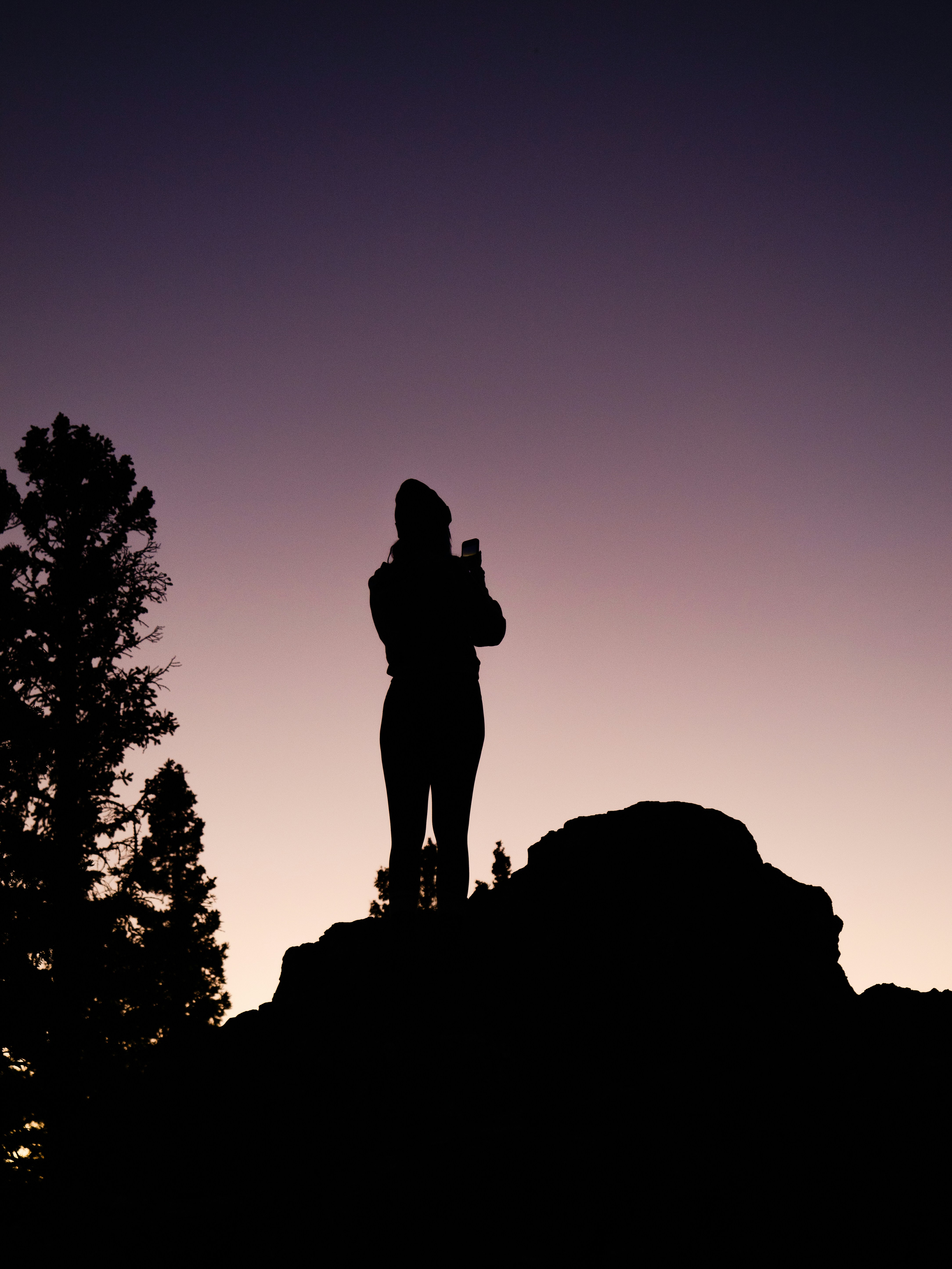 Silhouette of Hiker at Dusk