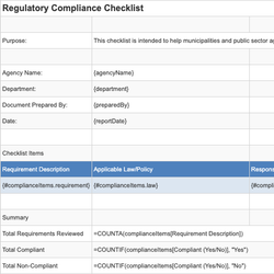 Regulatory Compliance Checklist