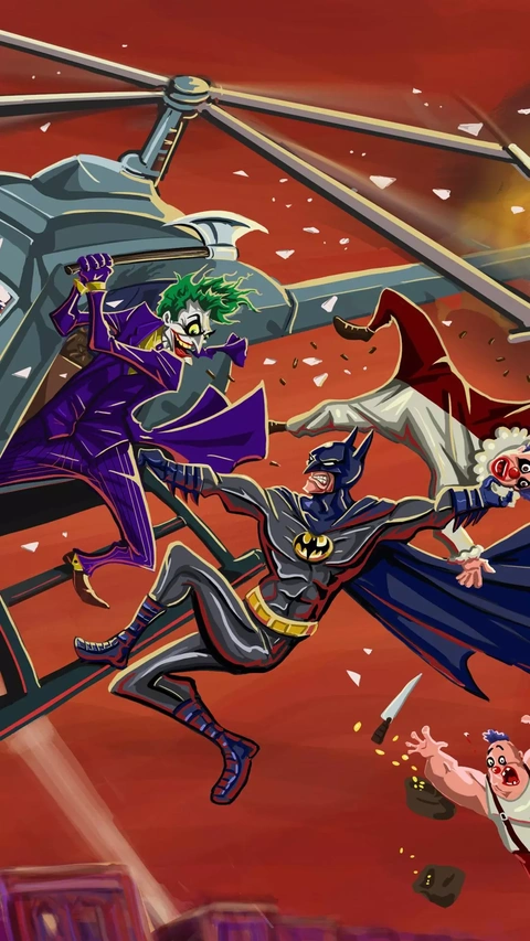 Batman Fighting Joker on Helicopter