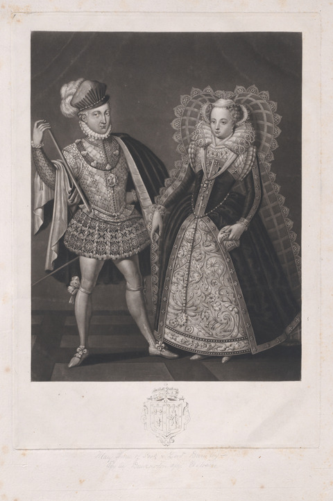Engraving of Mary Queen of Scots and Lord Darnley