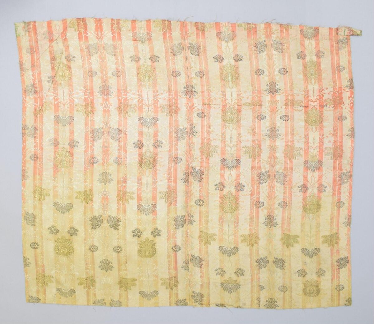 Antique Striped Floral Textile Fragment