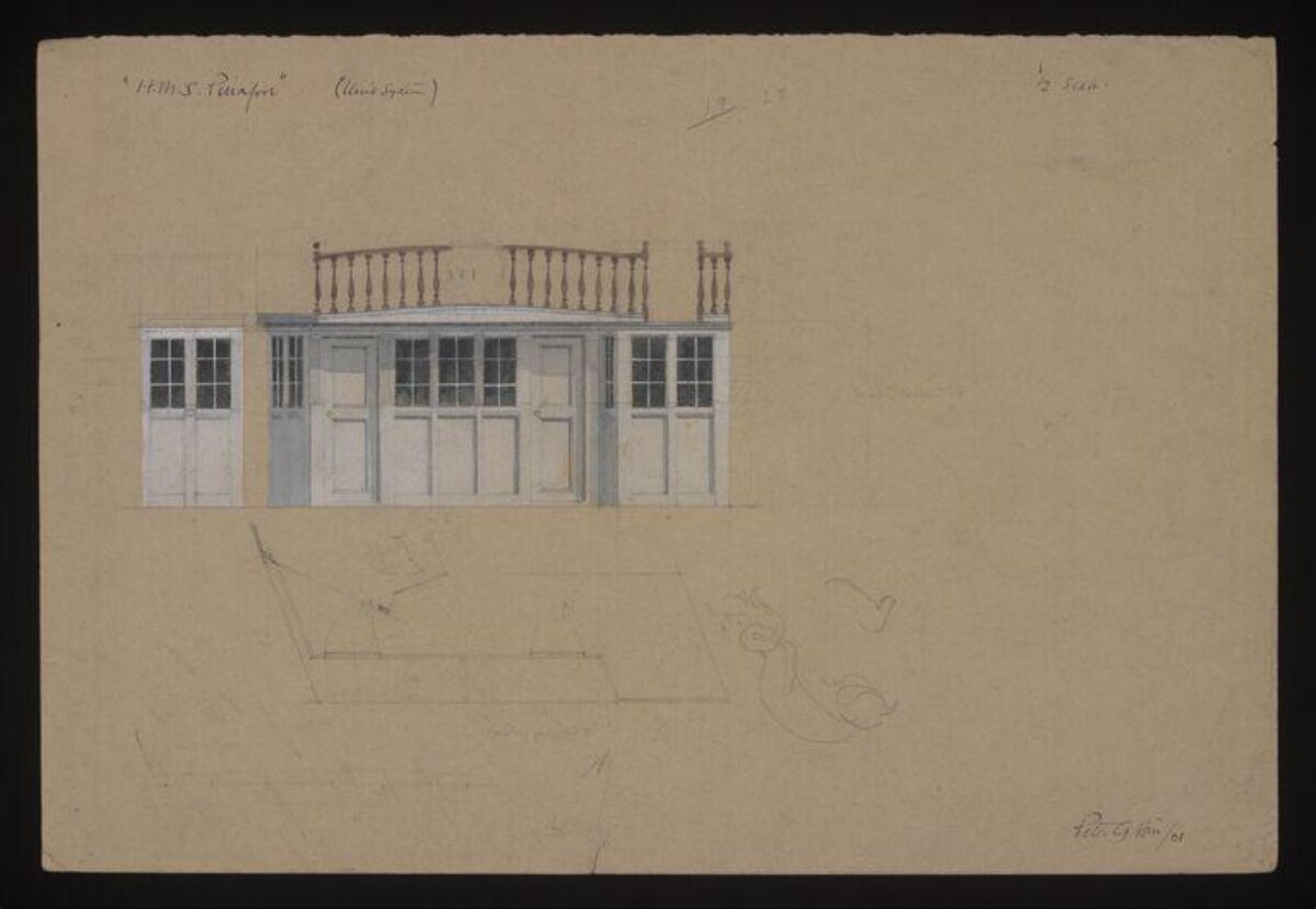 Vintage Hand-drawn Building Facade Sketch