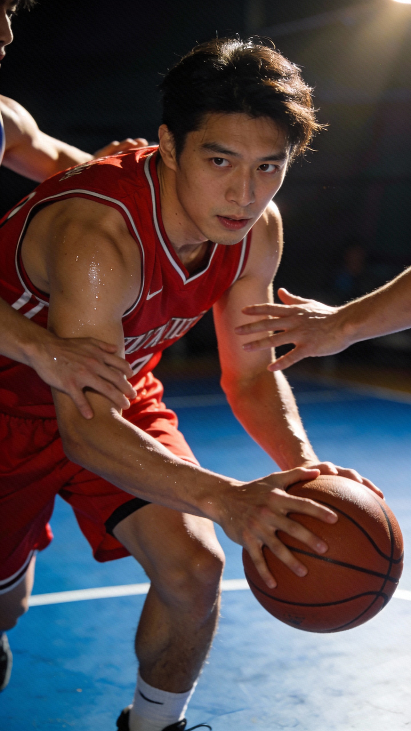 Basketball Player Dribbling During Game
