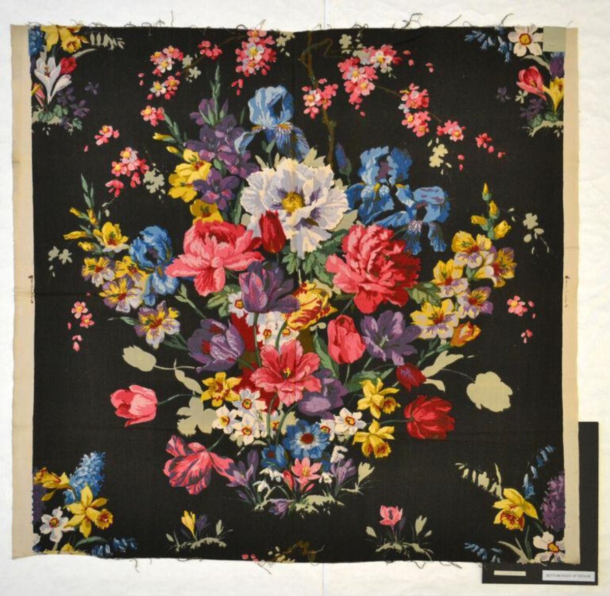 Vintage Black Floral Printed Fabric