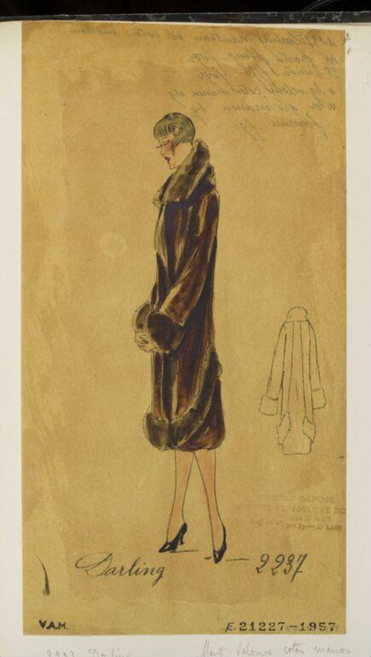 1920s Fur Coat Fashion Sketch