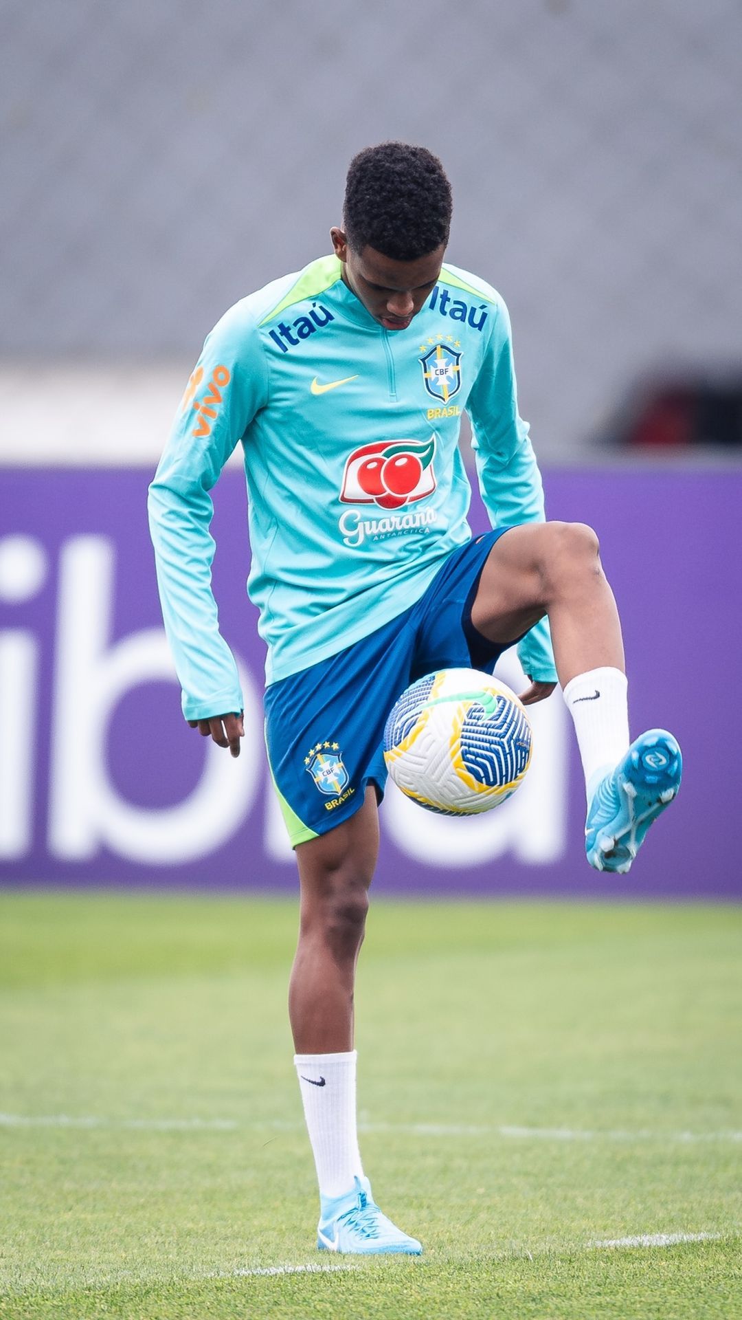 Brazil Player Juggling Soccer Ball During Training