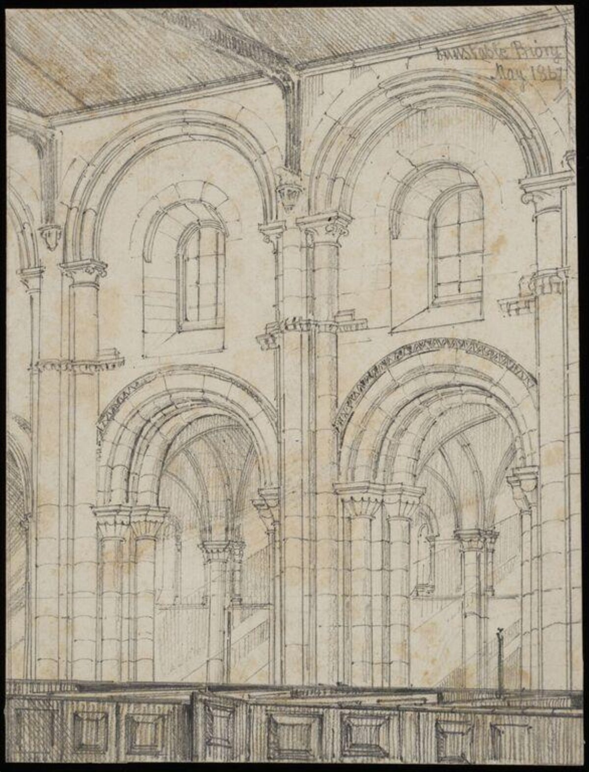 Pencil Sketch of Priory Interior