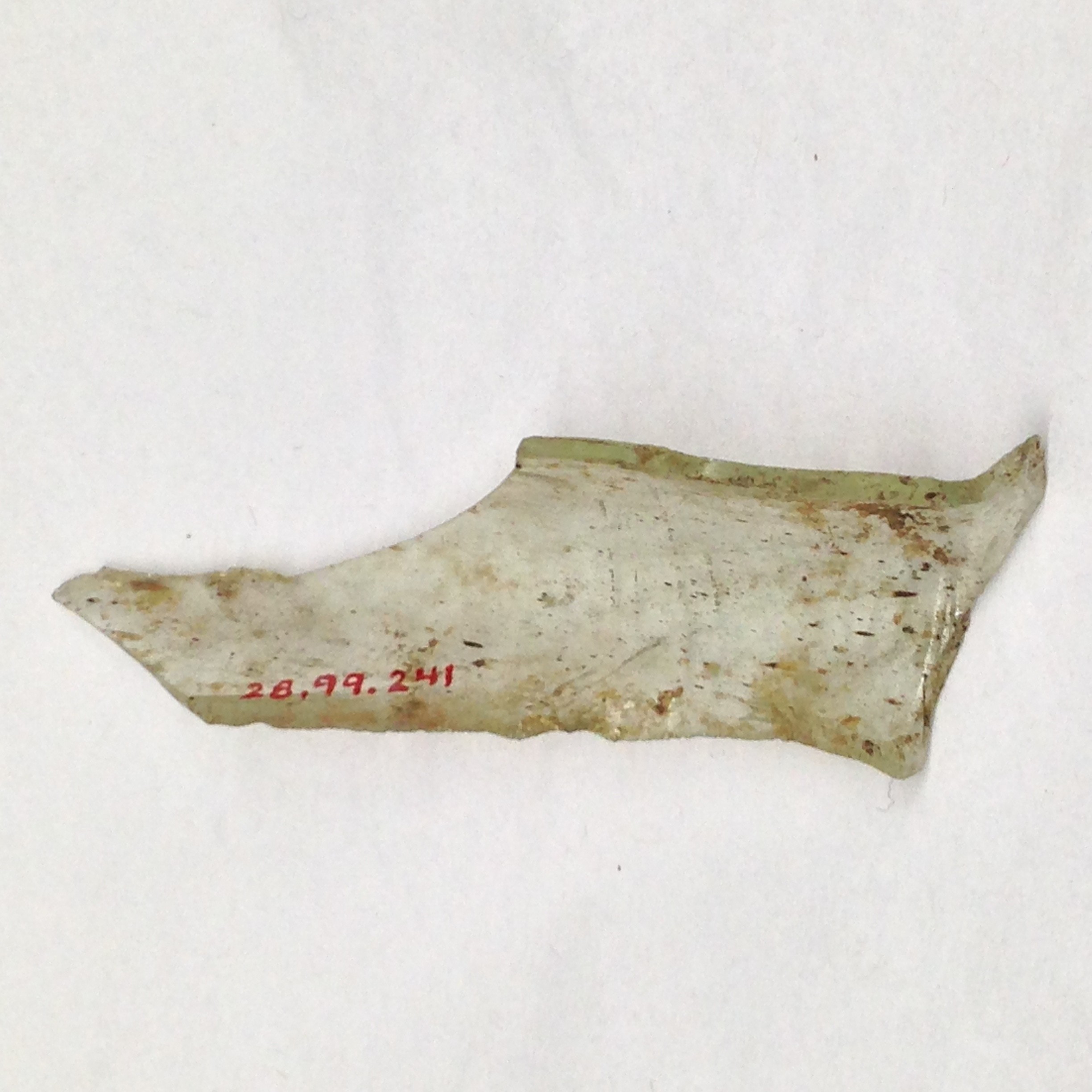 Glass Fragment with Catalog Number
