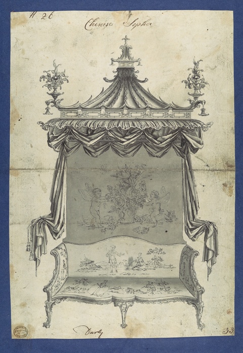 18th Century Chinese Sofa Design Sketch