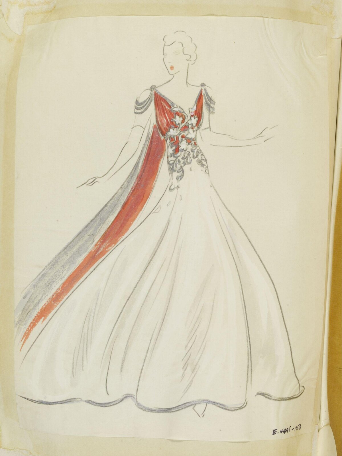 Vintage Evening Gown Fashion Sketch