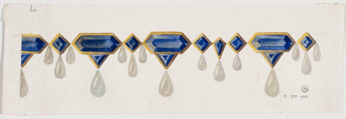 Sapphire Diamond Necklace Design Sketch