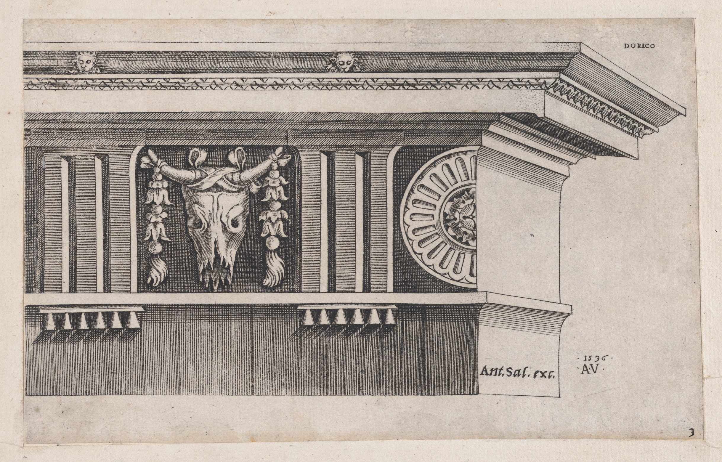 Doric Order Architectural Engraving