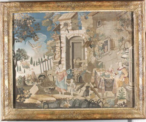 Gilt Framed Pastoral Rural Family Scene